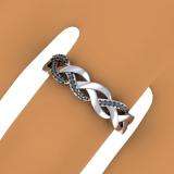 0.10 Carat (ctw) Sterling Silver Round Black Diamond Ladies Swirl Wedding Anniversary Ring 1/10 CT