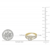 1.00 Carat (ctw) 14K Yellow Gold Round Diamond Ladies Split Shank Halo Bridal Engagement Ring With Matching Band Set 1 CT