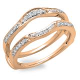 0.25 Carat (ctw) 10K Rose Gold Round Diamond Ladies Anniversary Wedding Band Enhancer Double Guard Ring 1/4 CT