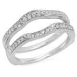 0.25 Carat (ctw) 10K White Gold Round Diamond Ladies Milgrain Anniversary Wedding Band Enhancer Double Guard Ring 1/4 CT