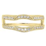0.25 Carat (ctw) 10K Yellow Gold Round Diamond Ladies Milgrain Anniversary Wedding Band Enhancer Double Guard Ring 1/4 CT