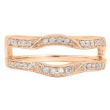 0.25 Carat (ctw) 14K Rose Gold Round Diamond Ladies Milgrain Anniversary Wedding Band Enhancer Double Guard Ring 1/4 CT