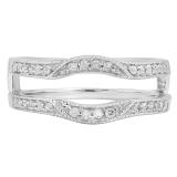 0.25 Carat (ctw) 18K White Gold Round Diamond Ladies Milgrain Anniversary Wedding Band Enhancer Double Guard Ring 1/4 CT