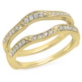 0.25 Carat (ctw) 18K Yellow Gold Round Diamond Ladies Milgrain Anniversary Wedding Band Enhancer Double Guard Ring 1/4 CT