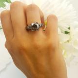 4.00 Carat (ctw) Black Rhodium Plated 18K White Gold Round Black and White Diamond Ladies Vintage Style Solitaire With Accents Bridal Engagement Ring 4 CT