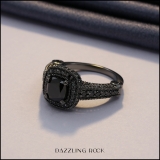 4.50 Carat (ctw) Black Rhodium Plated 18K White Gold Black Diamond Ladies Vintage Style Halo Bridal Engagement Ring 4 1/2 CT