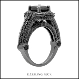 4.50 Carat (ctw) Black Rhodium Plated 18K White Gold Black Diamond Ladies Vintage Style Halo Bridal Engagement Ring 4 1/2 CT