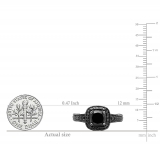 4.50 Carat (ctw) Black Rhodium Plated 18K White Gold Black Diamond Ladies Vintage Style Halo Bridal Engagement Ring 4 1/2 CT
