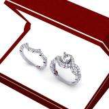 1.50 Carat (ctw) 14K White Gold Round Diamond Ladies Swirl Bridal Halo Engagement Ring With Matching Band Set 1 1/2 CT