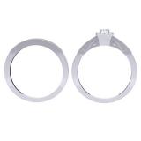 0.50 Carat (ctw) 10K White Gold Round Diamond Ladies Halo Engagement Bridal Ring With Matching Band Set 1/2 CT