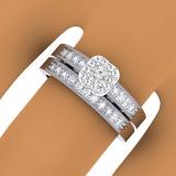 0.50 Carat (ctw) 10K White Gold Round Diamond Ladies Halo Engagement Bridal Ring With Matching Band Set 1/2 CT