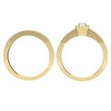 0.50 Carat (ctw) 10K Yellow Gold Round Diamond Ladies Halo Engagement Bridal Ring With Matching Band Set 1/2 CT