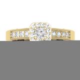 0.50 Carat (ctw) 14K Yellow Gold Round Diamond Ladies Halo Engagement Bridal Ring With Matching Band Set 1/2 CT