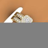 0.50 Carat (ctw) 14K Yellow Gold Round Diamond Ladies Halo Engagement Bridal Ring With Matching Band Set 1/2 CT