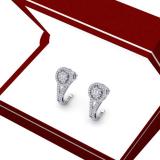 0.50 Carat (ctw) 14K White Gold Round White Diamond Ladies Double Frame Halo Style Hoop Earrings 1/2 CT