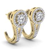 0.50 Carat (ctw) 18K Yellow Gold Round White Diamond Ladies Double Frame Halo Style Hoop Earrings 1/2 CT