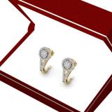 0.50 Carat (ctw) 18K Yellow Gold Round White Diamond Ladies Double Frame Halo Style Hoop Earrings 1/2 CT