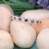 0.30 Carat (ctw) 10K White Gold Round Black and White Diamond Ladies Wedding Anniversary Milgrain Stackable Band Ring 1/3 CT