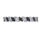 0.30 Carat (ctw) 10K White Gold Round Black and White Diamond Ladies Wedding Anniversary Milgrain Stackable Band Ring 1/3 CT