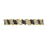 0.30 Carat (ctw) 14K Yellow Gold Round Black and White Diamond Ladies Wedding Anniversary Milgrain Stackable Band Ring 1/3 CT