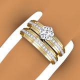 0.75 Carat (ctw) 10K Yellow Gold Round Cut Diamond Men & Women's Engagement Ring Trio Bridal Set 3/4 CT