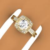 1.00 Carat (ctw) 14K Yellow Gold Round Cut Diamond Ladies Vintage Style Halo Bridal Engagement Ring 1 CT