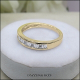 0.33 Carat (ctw) 10K Yellow Gold Princess & Baguette Cut Diamond Ladies Anniversary Wedding Stackable Ring Band 1/3 CT