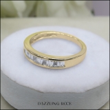 0.33 Carat (ctw) 14K Yellow Gold Princess & Baguette Cut Diamond Ladies Anniversary Wedding Stackable Ring Band 1/3 CT