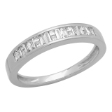 0.33 Carat (ctw) 18K White Gold Princess & Baguette Cut Diamond Ladies Anniversary Wedding Stackable Ring Band 1/3 CT