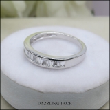 0.33 Carat (ctw) 18K White Gold Princess & Baguette Cut Diamond Ladies Anniversary Wedding Stackable Ring Band 1/3 CT