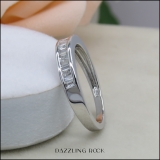 0.33 Carat (ctw) 18K White Gold Princess & Baguette Cut Diamond Ladies Anniversary Wedding Stackable Ring Band 1/3 CT