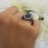 4.25 Carat (ctw) Black Rhodium Plated 14K White Gold Black & White Diamond Ladies Vintage Style Halo Bridal Engagement Ring 4 1/4 CT