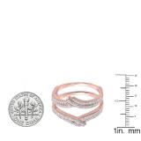 0.32 Carat (ctw) 10K Rose Gold Round Diamond Ladies Anniversary Wedding Band Enhancer Double Guard Ring 1/3 CT