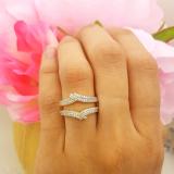 0.32 Carat (ctw) 10K Yellow Gold Round Diamond Ladies Anniversary Wedding Band Enhancer Double Guard Ring 1/3 CT