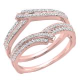 0.32 Carat (ctw) 18K Rose Gold Round Diamond Ladies Anniversary Wedding Band Enhancer Double Guard Ring 1/3 CT