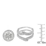 0.32 Carat (ctw) 18K White Gold Round Diamond Ladies Anniversary Wedding Band Enhancer Double Guard Ring 1/3 CT