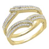 0.32 Carat (ctw) 18K Yellow Gold Round Diamond Ladies Anniversary Wedding Band Enhancer Double Guard Ring 1/3 CT