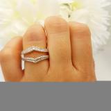 0.50 Carat (ctw) 14K White Gold Round Diamond Ladies Anniversary Wedding Band Enhancer Guard Double Ring 1/2 CT