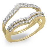 0.50 Carat (ctw) 14K Yellow Gold Round Diamond Ladies Anniversary Wedding Band Enhancer Guard Double Ring 1/2 CT