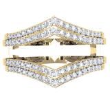 0.50 Carat (ctw) 14K Yellow Gold Round Diamond Ladies Anniversary Wedding Band Enhancer Guard Double Ring 1/2 CT