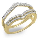 0.50 Carat (ctw) 18K Yellow Gold Round Diamond Ladies Anniversary Wedding Band Enhancer Guard Double Ring 1/2 CT