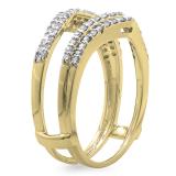 0.50 Carat (ctw) 18K Yellow Gold Round Diamond Ladies Anniversary Wedding Band Enhancer Guard Double Ring 1/2 CT