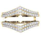 0.50 Carat (ctw) 18K Yellow Gold Round Diamond Ladies Anniversary Wedding Band Enhancer Guard Double Ring 1/2 CT