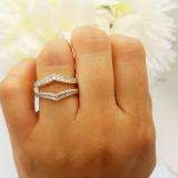 0.50 Carat (ctw) 18K Yellow Gold Round Diamond Ladies Anniversary Wedding Band Enhancer Guard Double Ring 1/2 CT
