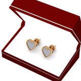 0.25 Carat (ctw) 14K Yellow Gold Round Cut White Diamond Ladies Micro Pave Heart Shape Stud Earrings 1/4 CT
