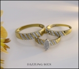 0.40 Carat (ctw) 18K Yellow Gold Plated Sterling Silver Round Cut Diamond Men & Womens Micro Pave Engagement Ring Trio Bridal Set