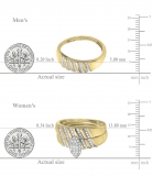 0.40 Carat (ctw) 18K Yellow Gold Plated Sterling Silver Round Cut Diamond Men & Womens Micro Pave Engagement Ring Trio Bridal Set