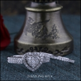 0.50 Carat (ctw) 10K White Gold Round Cut Diamond Ladies Split Shank Heart Shaped Bridal Engagement Ring With Matching Band Set 1/2 CT