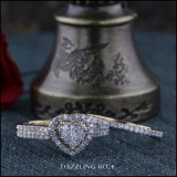 0.50 Carat (ctw) 10K Yellow Gold Round Cut Diamond Ladies Split Shank Heart Shaped Bridal Engagement Ring With Matching Band Set 1/2 CT