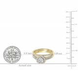 0.50 Carat (ctw) 10K Yellow Gold Round Cut Diamond Ladies Split Shank Heart Shaped Bridal Engagement Ring With Matching Band Set 1/2 CT